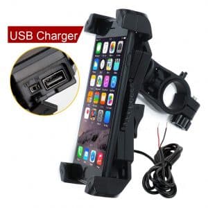 Motorcycle Phone Mount with Charger 5V 2.4A USB Port