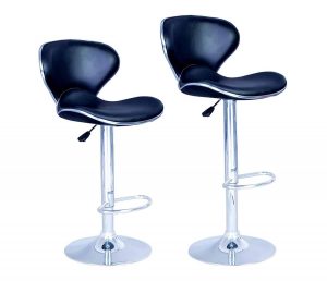 New Modern Adjustable Synthetic Leather Swivel Bar Stools Chairs-Sets of 2