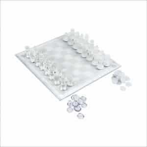 Trademark Games Elegant Chess and Checker Board Set, Glass Clear and Frosted
