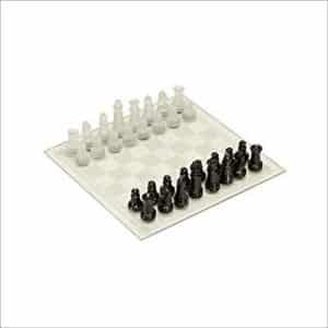 CHH 8.5 inches Glass Chess Set, with Frosted White