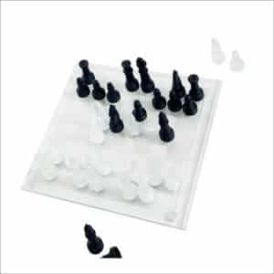 Sister You Glass Chess Set Black White Frosted, Elegant Pieces and Checker Board Game