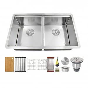 LQS Double Bowl Stainless Steel Kitchen Sink