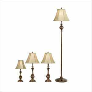 Traditional Font Table and Floors Lamps, Set of Four