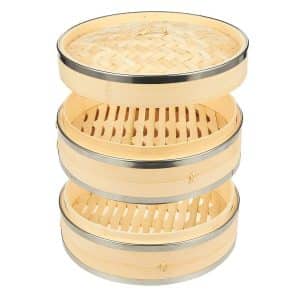 Juvale Bamboo Steamer with Steel Ring