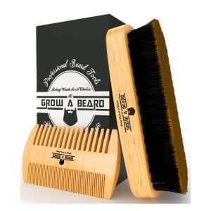Grow A Beard Brush and Comb Set for Men’s Best Bamboo Beard Grooming Kit