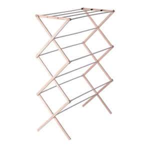 Household Essentials Clothes Drying Folding Wood Rack, Pre-assembled
