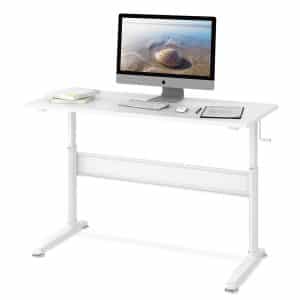 DEVAISE Height 55 Inches Adjustable Standing Desk/ White with Crank Handle