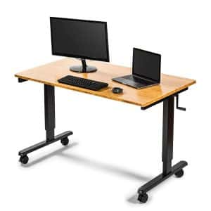 60" Eco-Friendly Bamboo Height Stand Up Adjustable Crank Desk (Black)