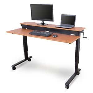 60" Height Crank Adjustable Standing Desk with Hefty Duty Steel Frame