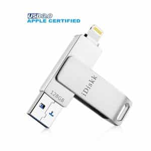 iDiskk USB 3.0 iPhone Lightning 128 GB Flash Drive (Apple MFI Certified)