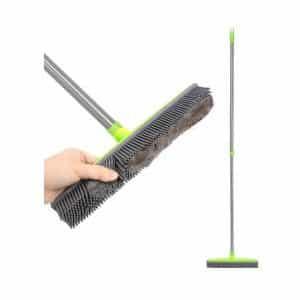 Extra Long Handle Sweeper Squeegee Edge Water Resistant Push Broom Rubber Bristles