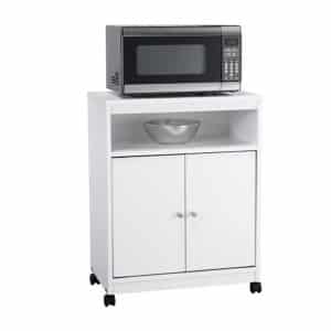 Ameriwood Landry Kitchen White Microwave Cart