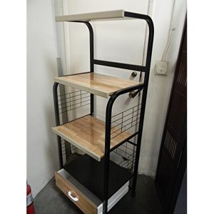 Black Microwave Cart with Power Strip
