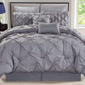 8 Piece Rochelle Pinched Pleat Gray Comforter Set