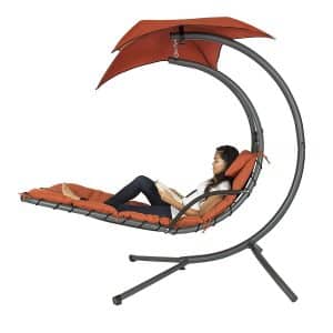 Best Choice Products Hanging Chaise Lounger Chair Arc Stand Air Porch Swing