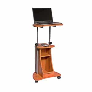 Adjustable Height Woodgrain Laptop Cart