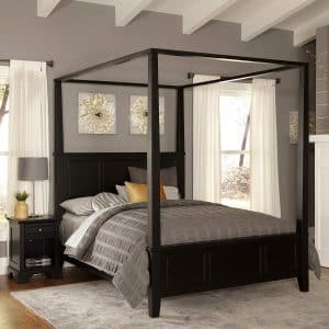 Home Styles Bedford Black Queen Canopy Bed 