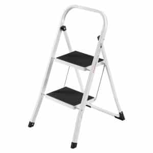 VonHaus Steel 2 Step Ladder Folding Portable Stool