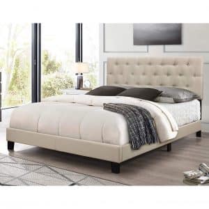 Home Design UMI Upholstered Panel Bed, Queen Beige