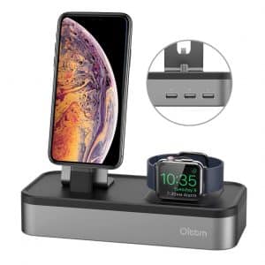 Oittm - Charging Stand with 5-port USB for Apple Watch and iWatch Series (Space Gray)