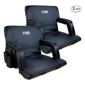 Black Stadium Chairs 2 Pack Bleacher Bench Soft Cushioning Game Seat Outdoor
