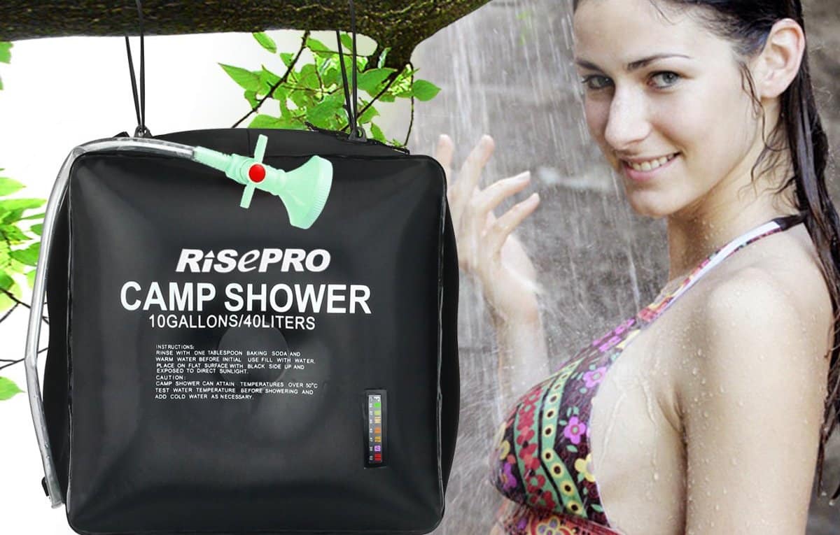 10 gallons/40L Solar Heating Camping Shower Bag with RISEPRO Solar Shower Bag