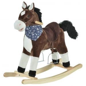 Qaba Kids Plush Rocking Horse Toy, Brown