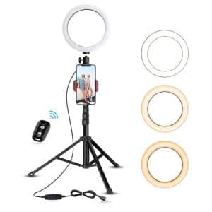 8” Selfie Ring Light with Tripod Stand & Cell Phone Holder for Live Stream/Makeup