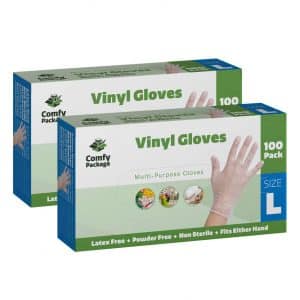 Comfy Package Clear Powder Free-Vinyl Disposable Gloves