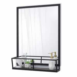 Chende Black Bathroom Mirror with Shelf
