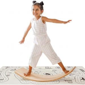 Crisschirs Wooden Balance Board with Play Mat